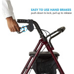 Rollator Deluxe Red 4τροχο ενισχυμένο πτυσσόμενο με φρένα